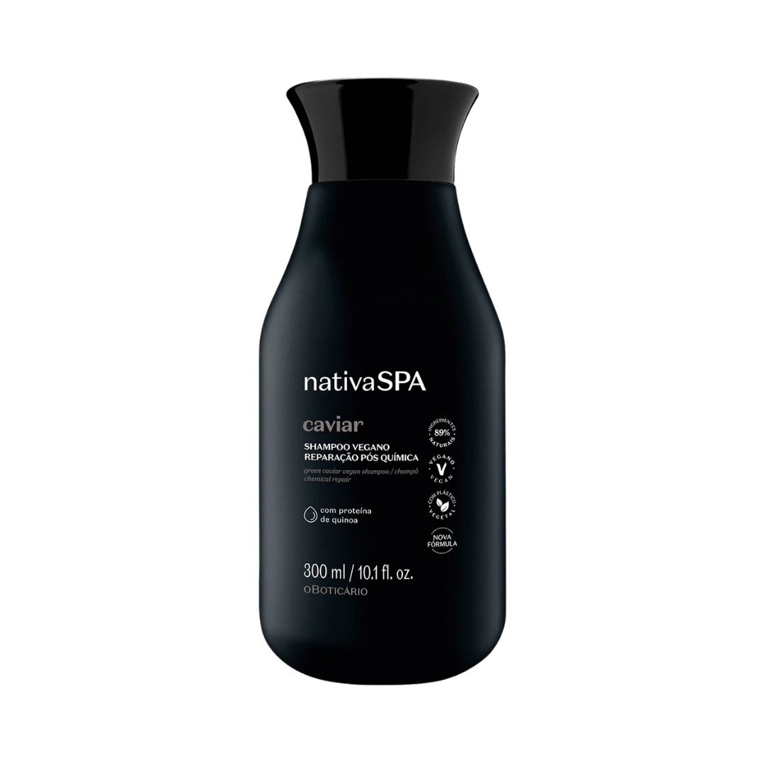 Shampoo Vegano Reparação Pós-Química Nativa Spa Caviar 300ml
