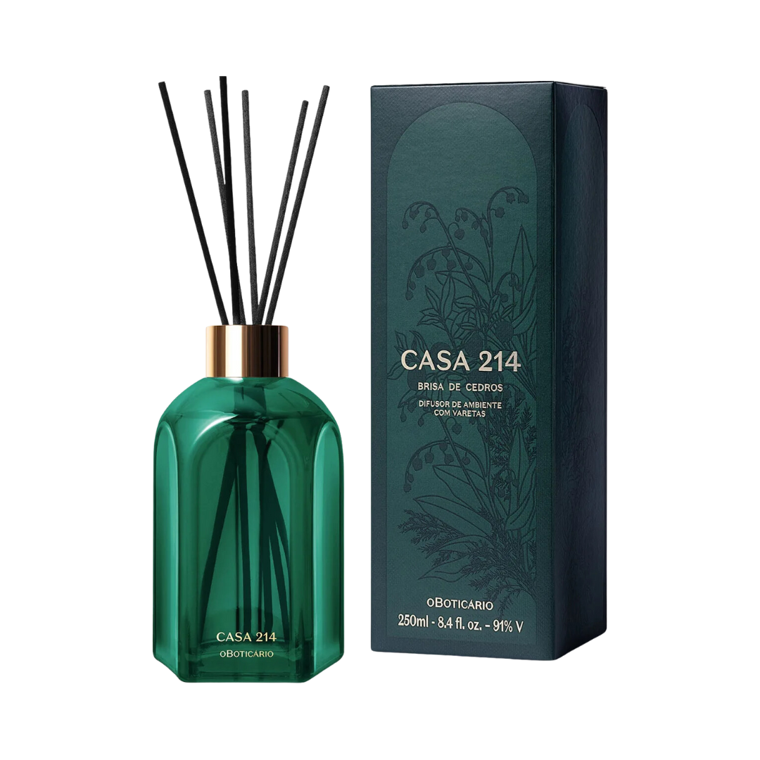 Difusor de Ambiente com Varetas Casa 214 Brisa de Cedros 250ml
