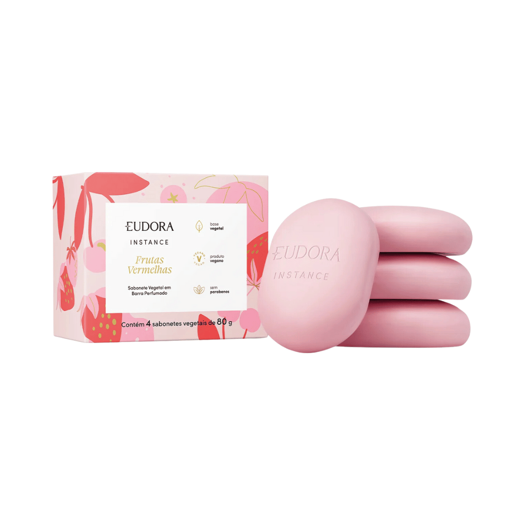 Sabonete Vegetal em Barra Perfumado Instance Frutas Vermelhas 4x80g