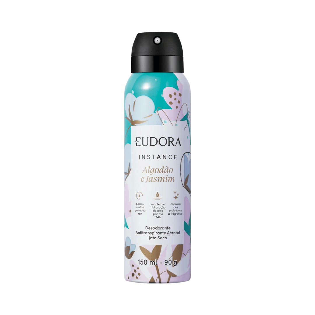 Desodorante Antitranspirante Aerosol Instance Algodão e Jasmim 150ml/90g
