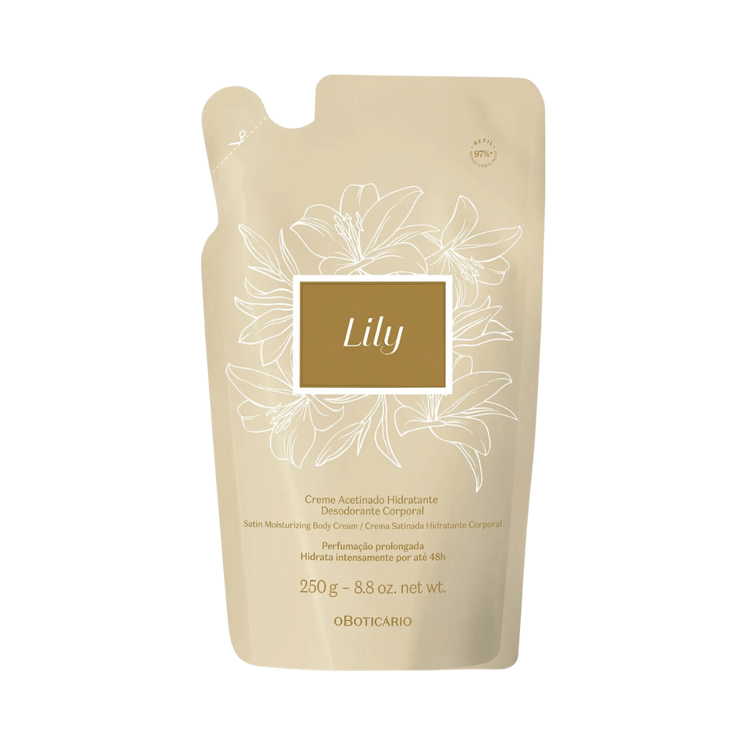 Refil Creme Acetinado Hidratante Desodorante Corporal Lily 250g