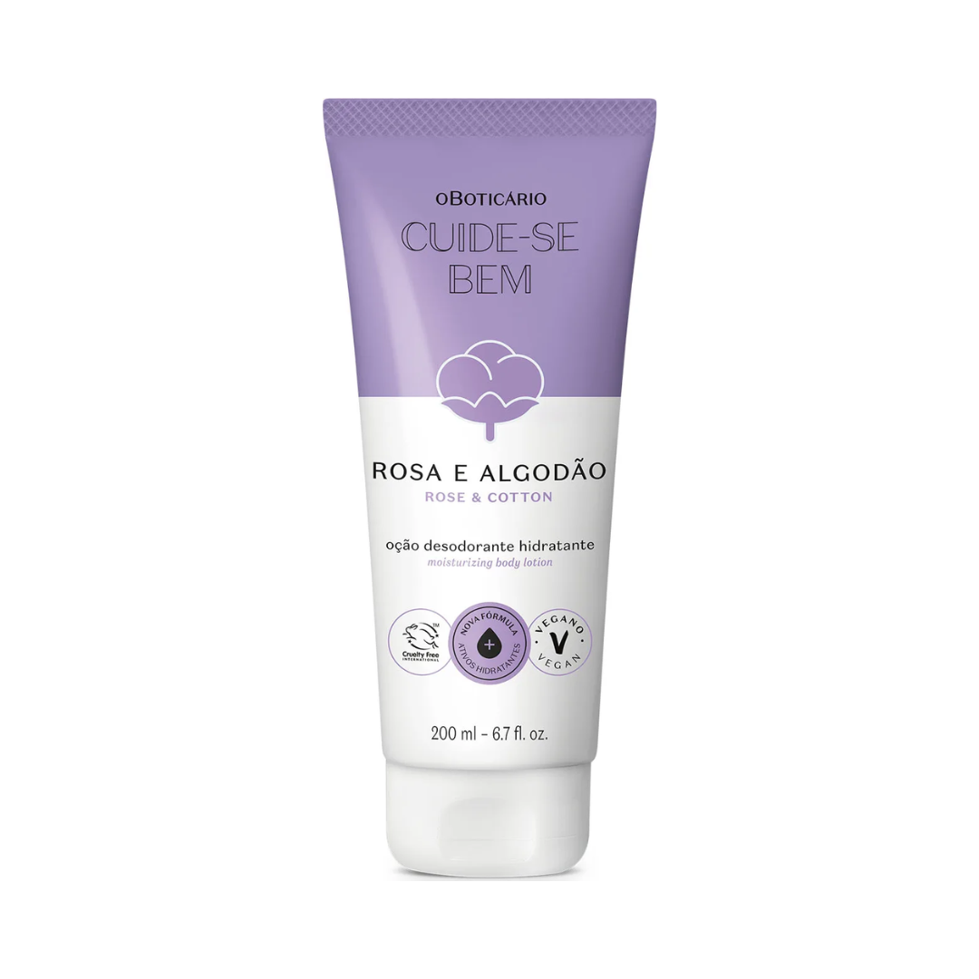 Loção Desodorante Hidratante Corporal Cuide-se Bem Rosa e Algodão 200ml