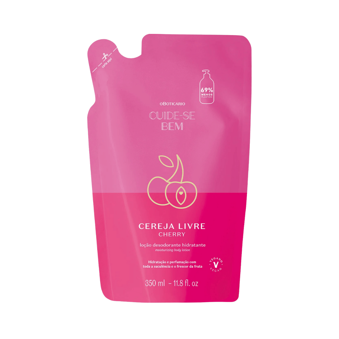 Refil Loção Desodorante Hidratante Cuide-se Bem Cereja Livre 350ml