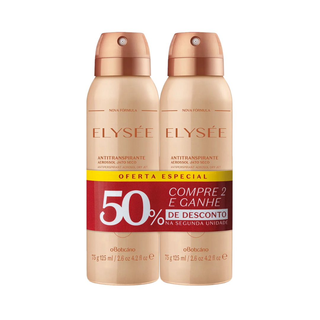 Kit Desodorante Antitranspirante Aerossol Elysée (2 unidades 75g/125ml)
