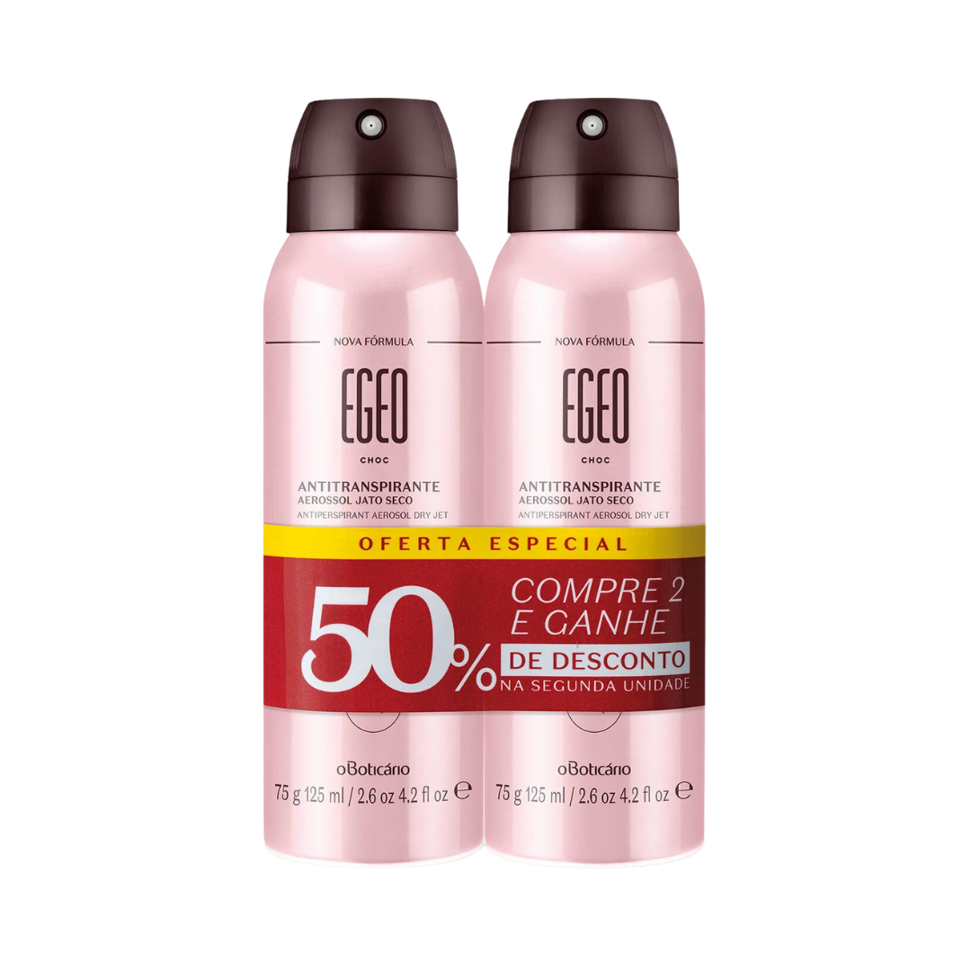 Kit Desodorante Antitranspirante Aerossol Egeo Choc (2 unidades 75g/125ml)