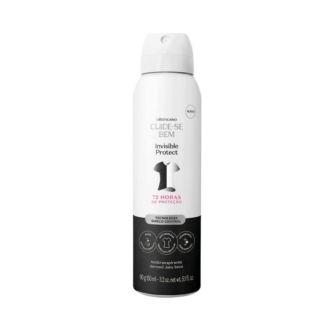 Desodorante Antitranspirante Aerosol Jato Seco Cuide-se Bem Invisible Protect 90g/150ml