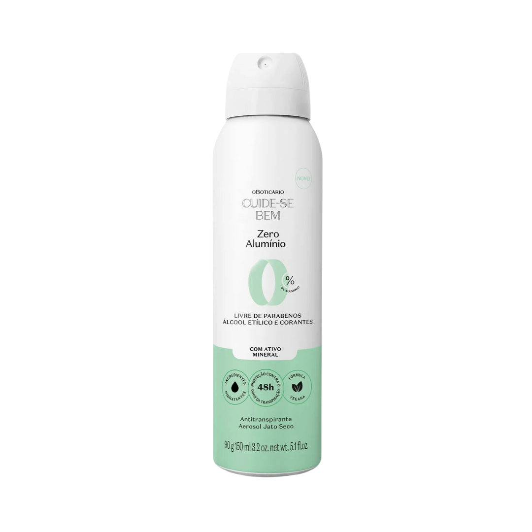 Antitranspirante Aerosol Jato Seco Cuide-se Bem Zero Alumínio 90g/150ml