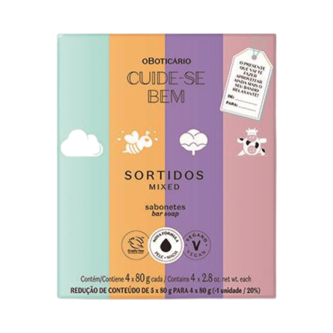 Sabonete em Barra Cuide-Bem Sortidos (4 unidades de 80g)