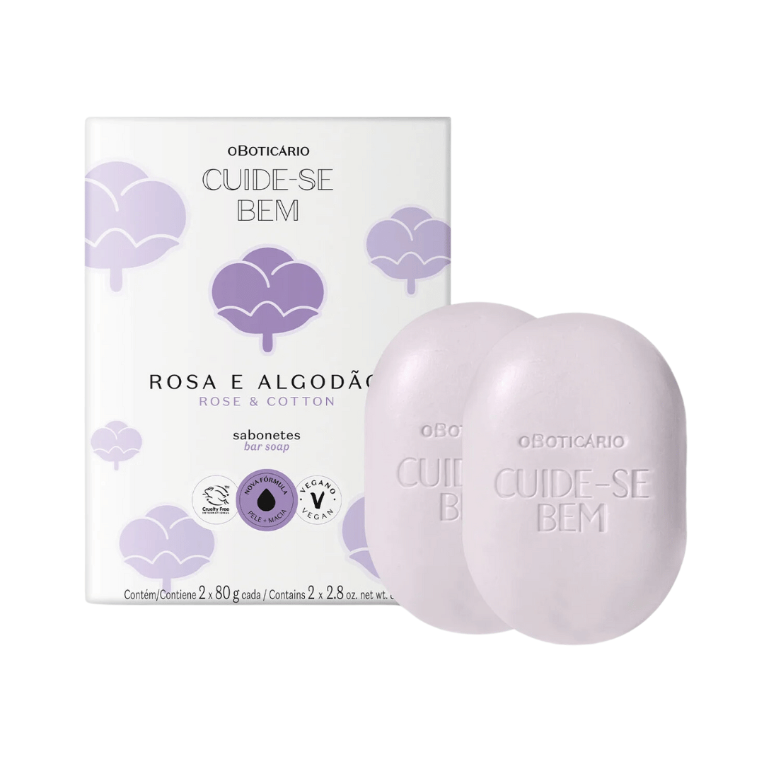 Sabonetes em Barra Cuide-se Bem Rosa e Algodão (2 unidades de 80g)