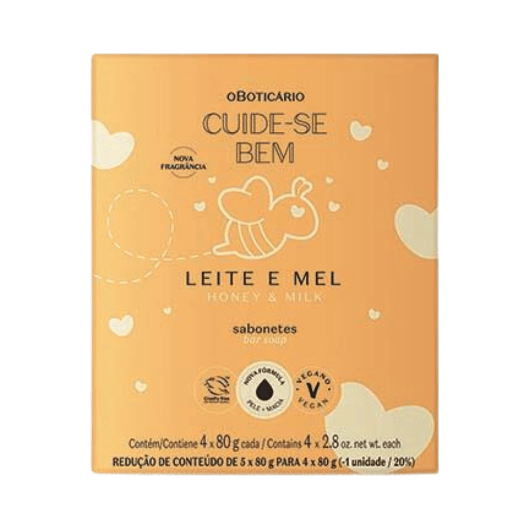 Sabonetes em Barra Cuide-se Bem Leite e Mel (4 unidades de 80g)