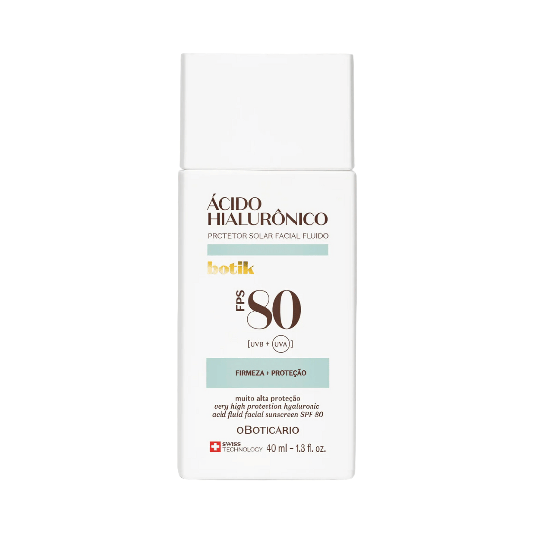 Protetor Solar Facial Fluido FPS 80 Botik Ácido Hialurônico 40ml