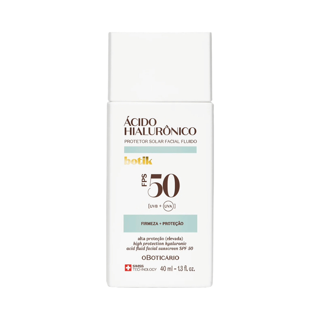 Protetor Solar Facial Fluido FPS 50 Botik Ácido Hialurônico 40ml