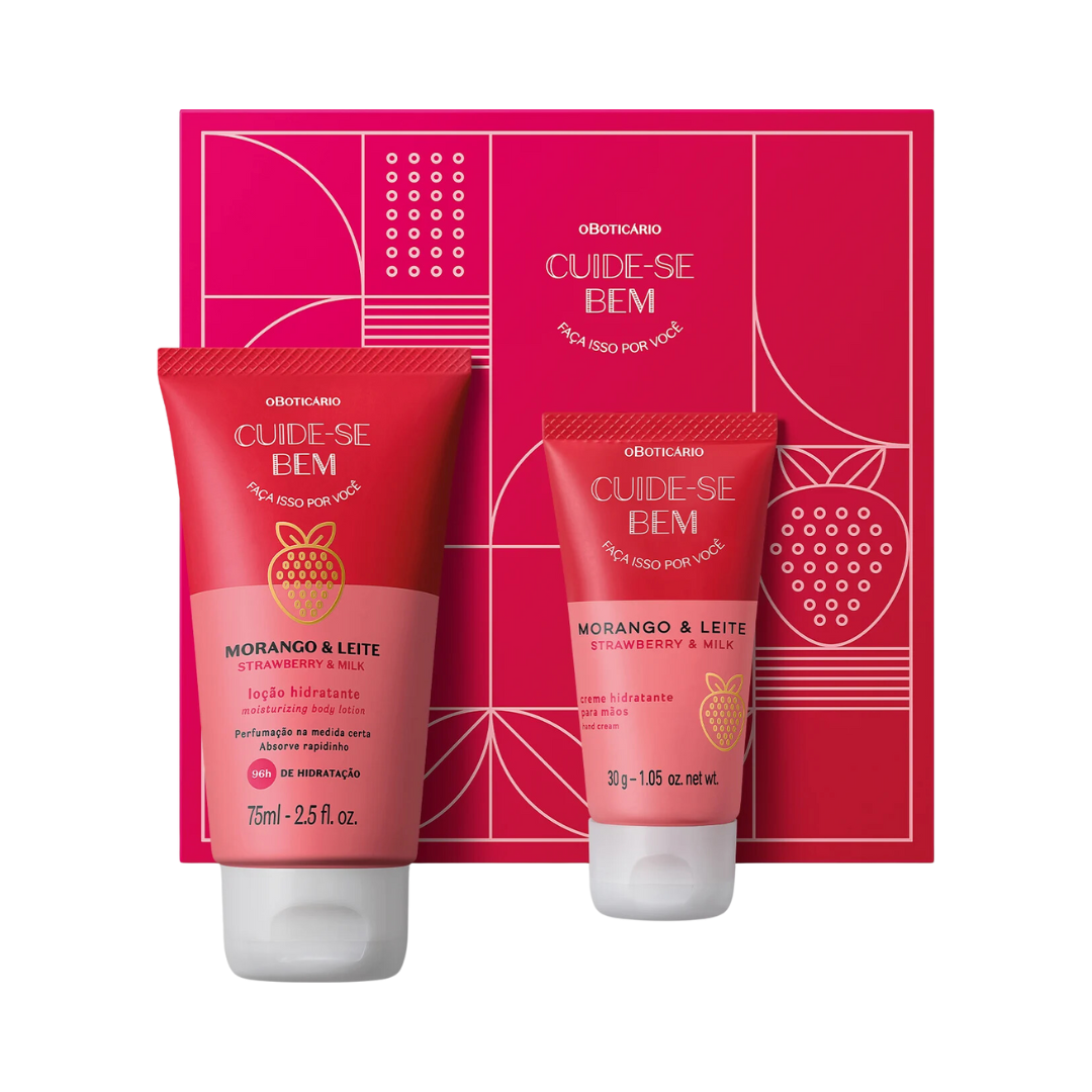 Mini Kit Presente Cuide-se Bem Morango e Leite