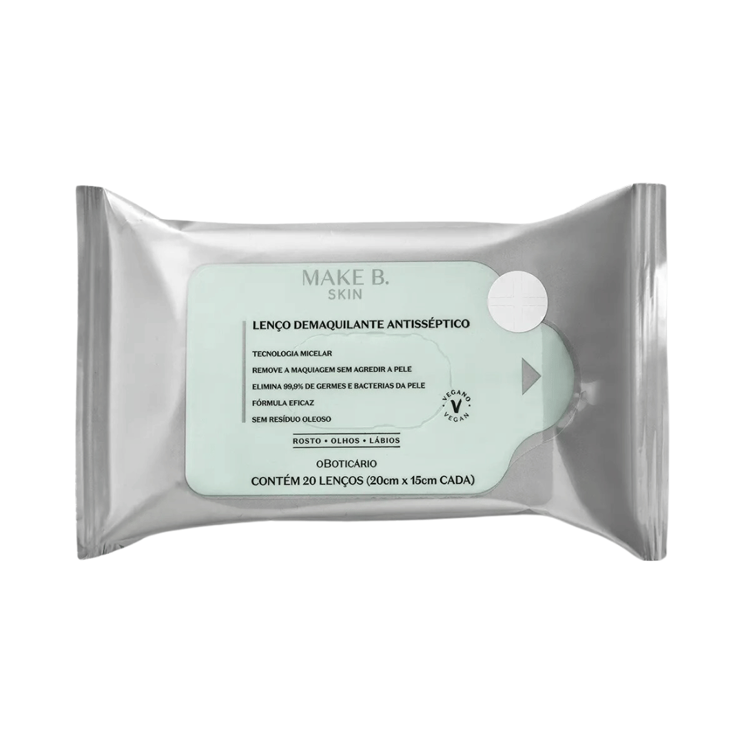 Lenço Demaquilante Antisséptico Make B. Skin (20 unidades)