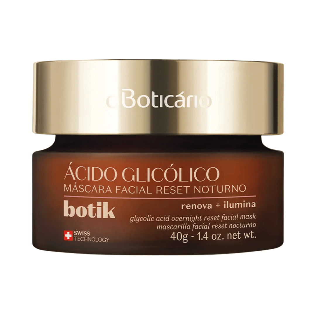 Máscara Facial Reset Noturno Ácido Glicólico Botik 40g