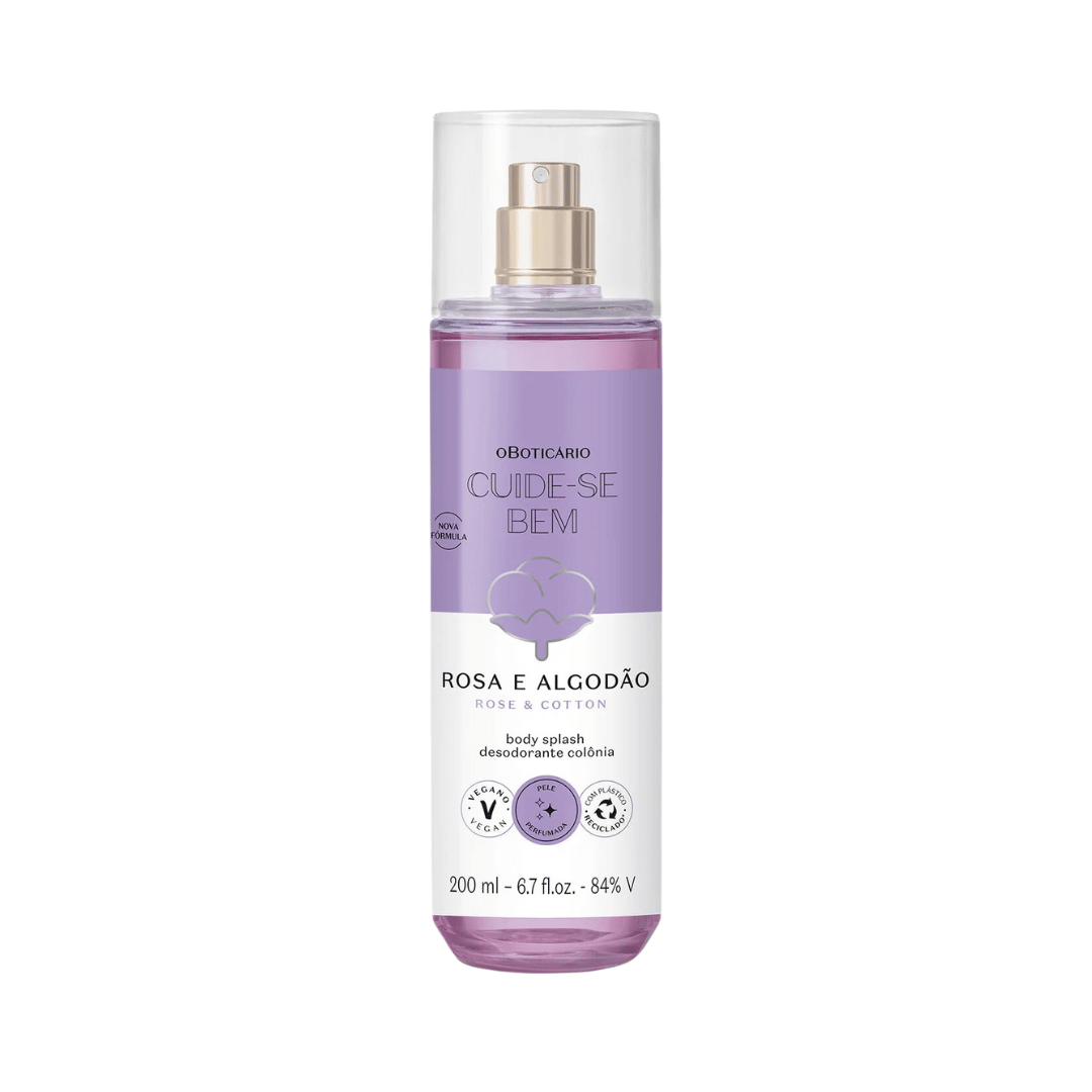 Body Splash Desodorante Colônia Cuide-se Bem Rosa e Algodão 200ml