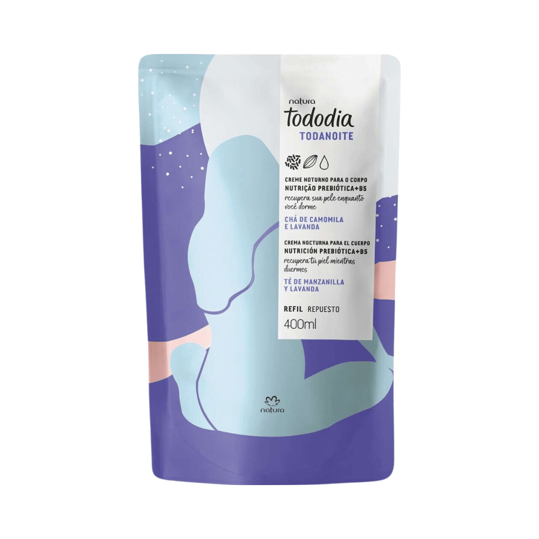 Refil Creme Noturno Para o Corpo Todo Dia Toda Noite Chá de Camomila e Lavanda 400ml