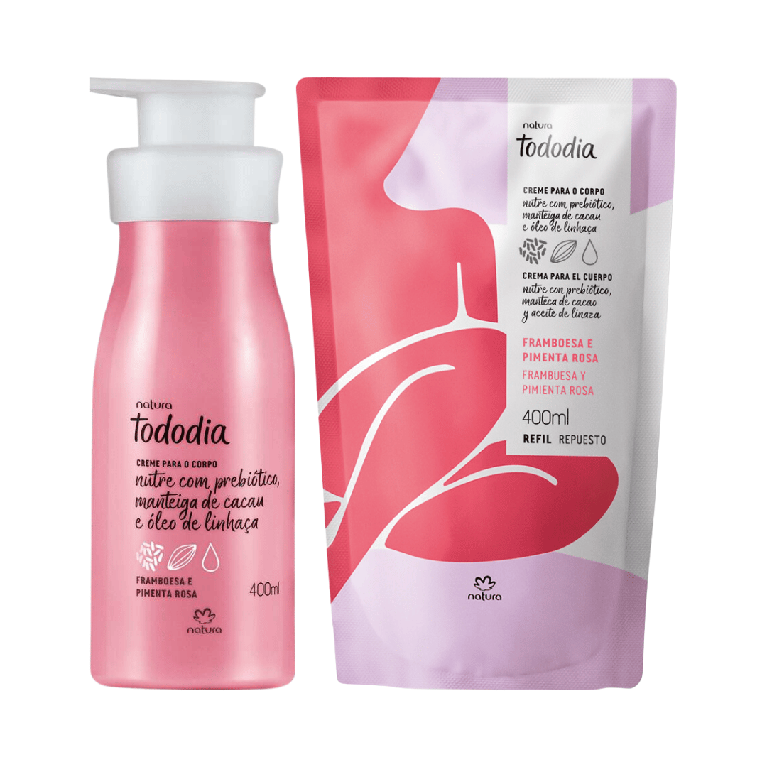 Conjunto Creme Desodorante + Refil para o Corpo Todo Dia Framboesa e Pimenta Rosa