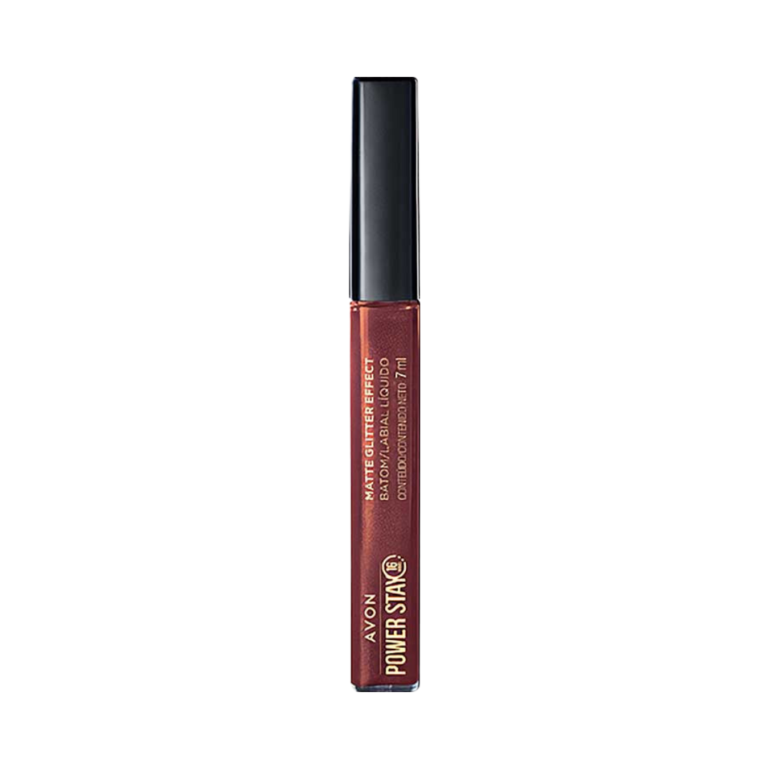 Batom Líquido Matte Glitter Effect Avon Power Stay - Nude Iluminado