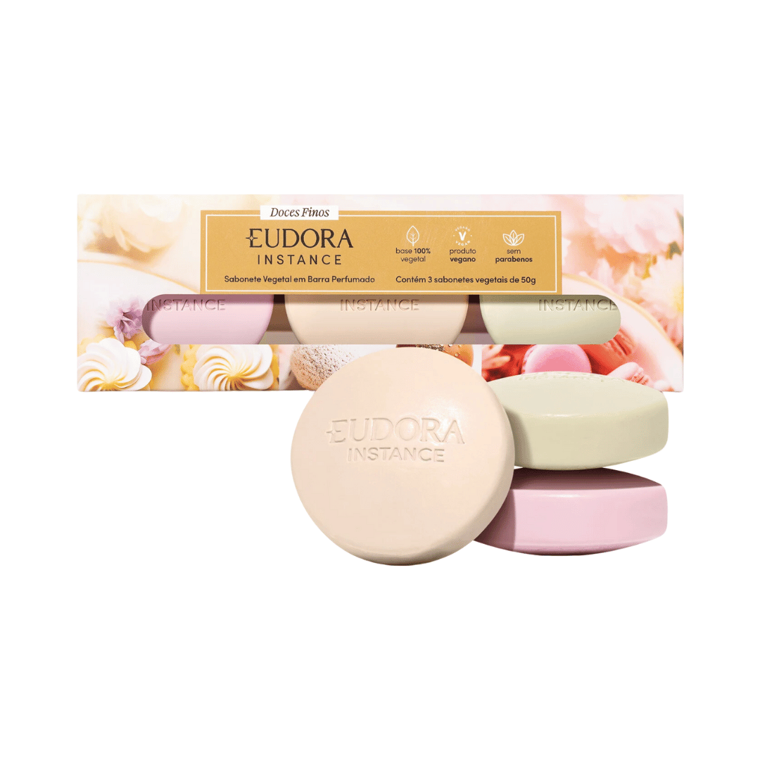 Kit Sabonete em Barra Vegetal Instance: Tartelete de Limão 50g + Bombom de Avelã 50g + Macaron de Framboesa 50g