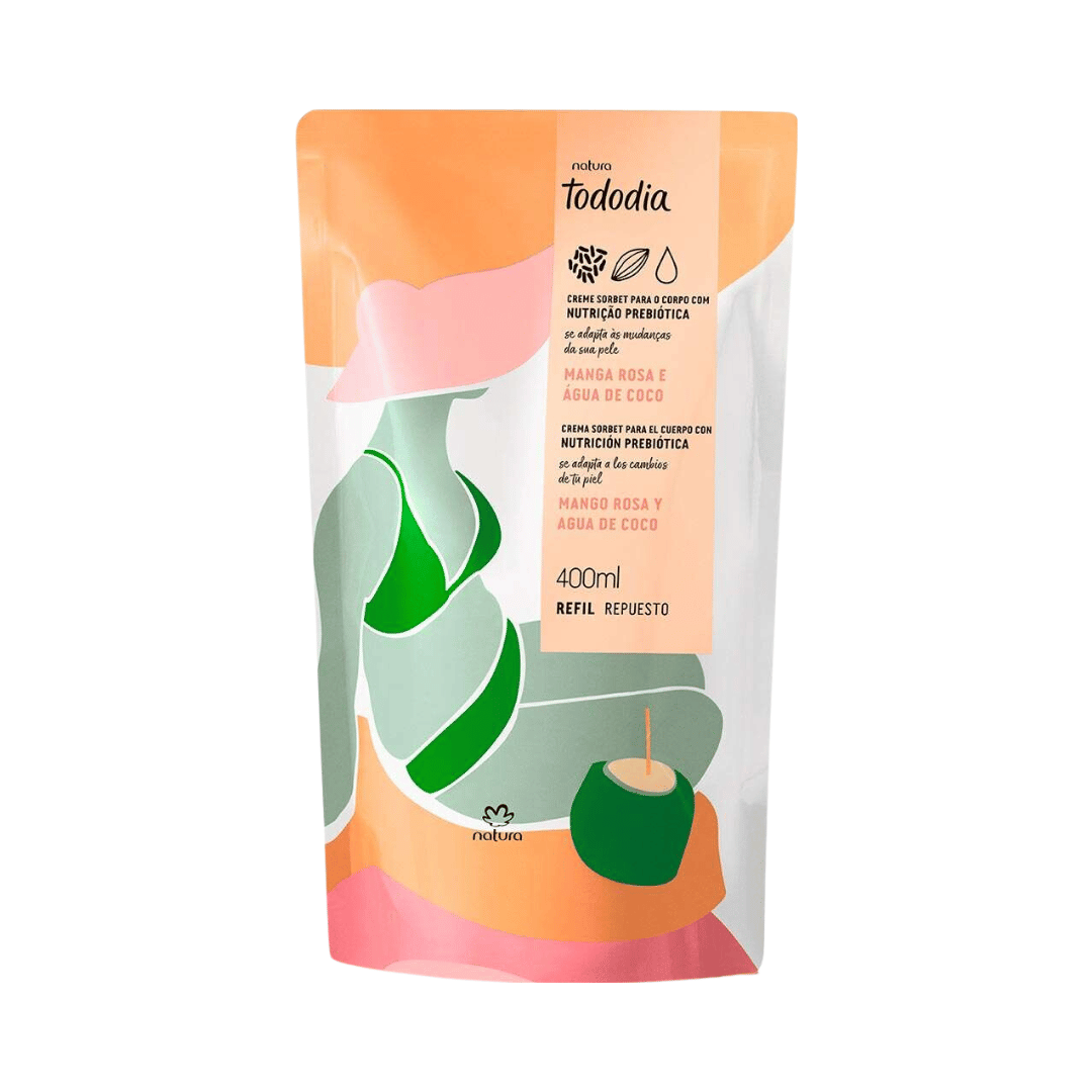 Refil Sorbet Desodorante Nutritivo Para o Corpo Tododia Manga Rosa e Água De Coco 400ml