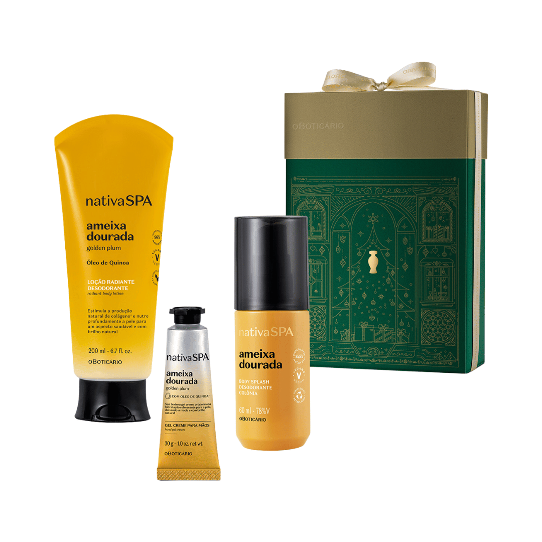 Kit Presente Natal Nativa Spa Ameixa Dourada (3 itens)