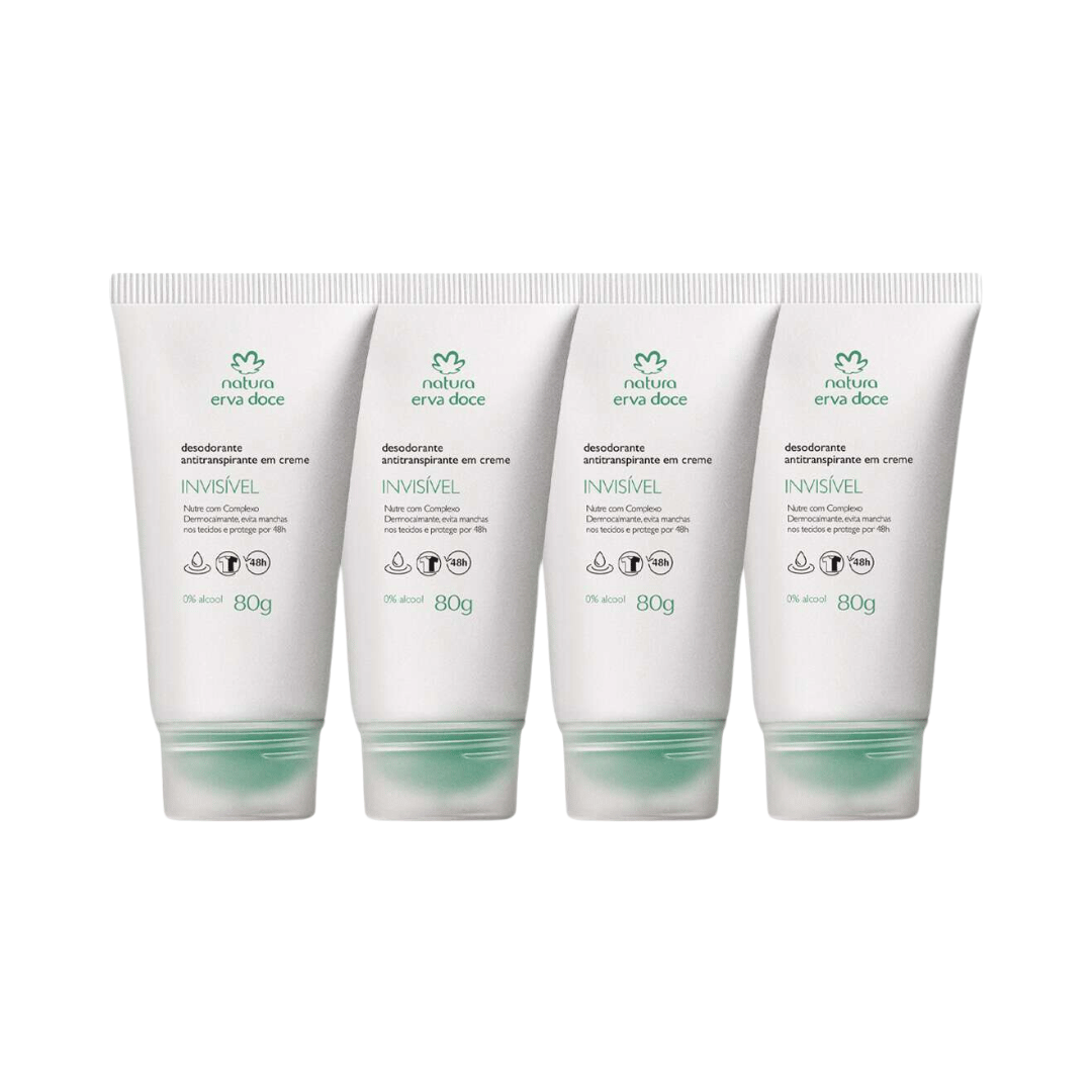 Combo Erva Doce Desodorante Antitranspirante em Creme (4 unidades de 80g)