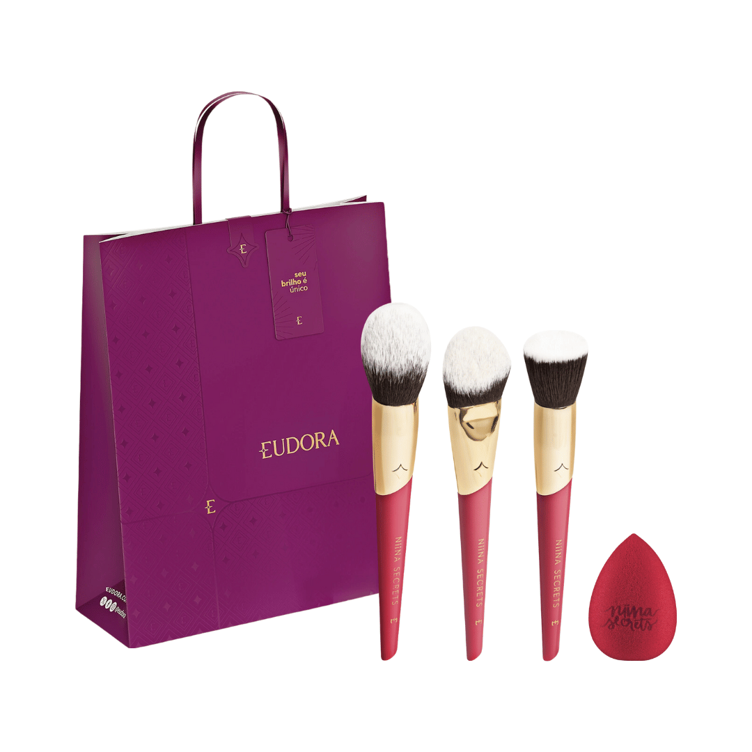 Presente Pincéis Niina - Esponja, Base, Blush E Multifuncional