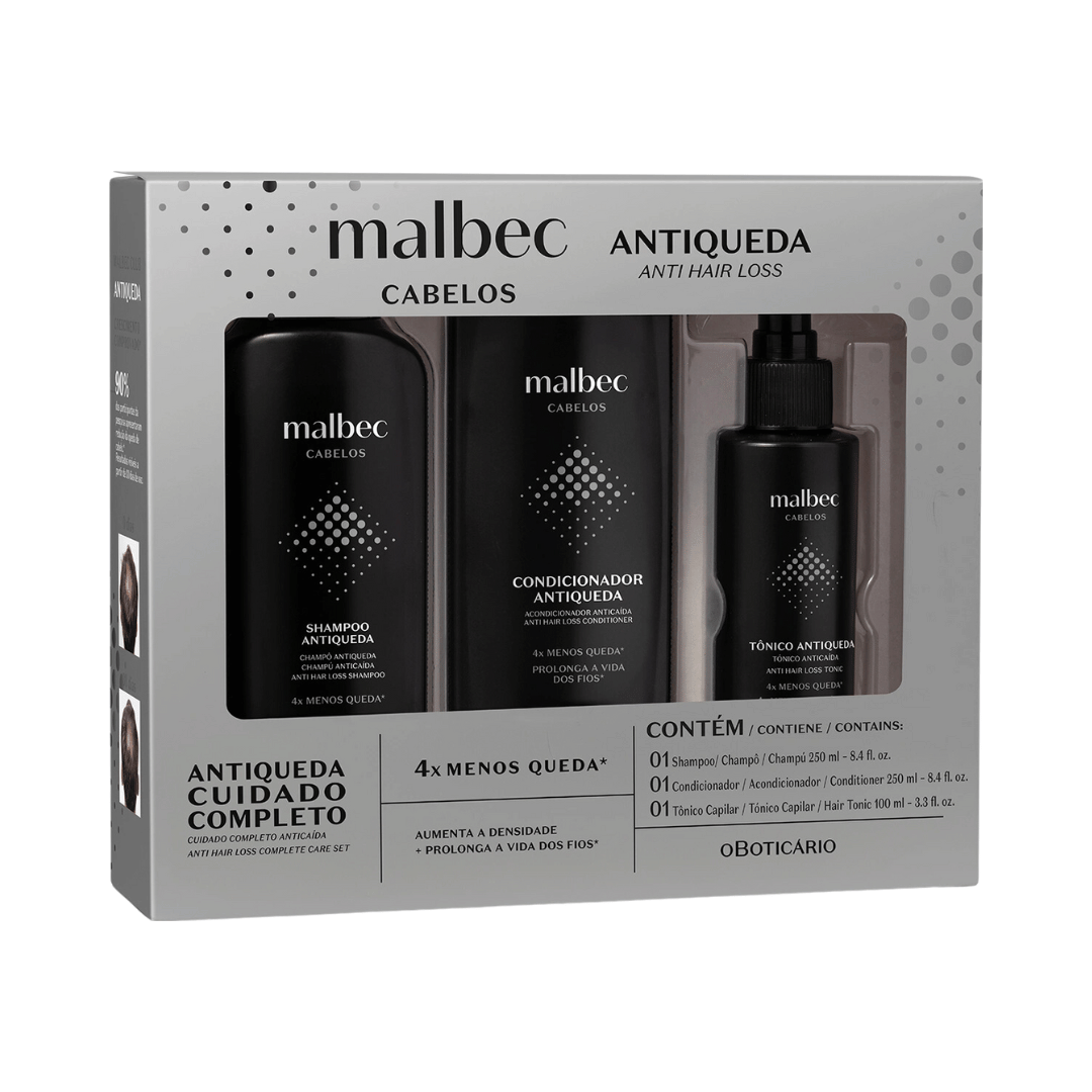 Kit Malbec Antiqueda: Shampoo 250ml + Condicionador 250ml + Tônico 100ml