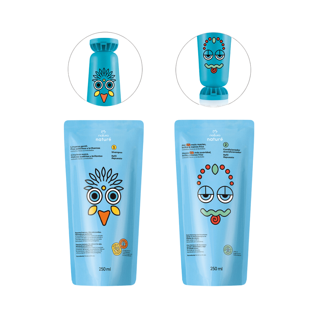 Kit Naturé Refis Cabelos Lisos e Ondulados (1 Refil condicionador 250ml + 1 Refil shampoo 250ml)
