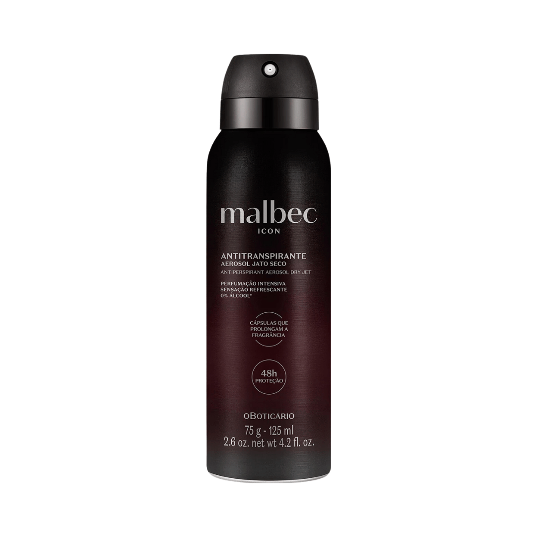 Desodorante Antitranspirante Aerossol Jato Seco Malbec Icon 75g/125ml