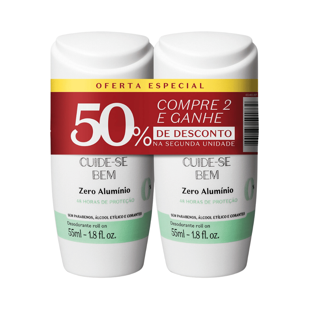 Kit Desodorante Antitranspirante Roll-On Cuide-se Bem Zero Alumínio