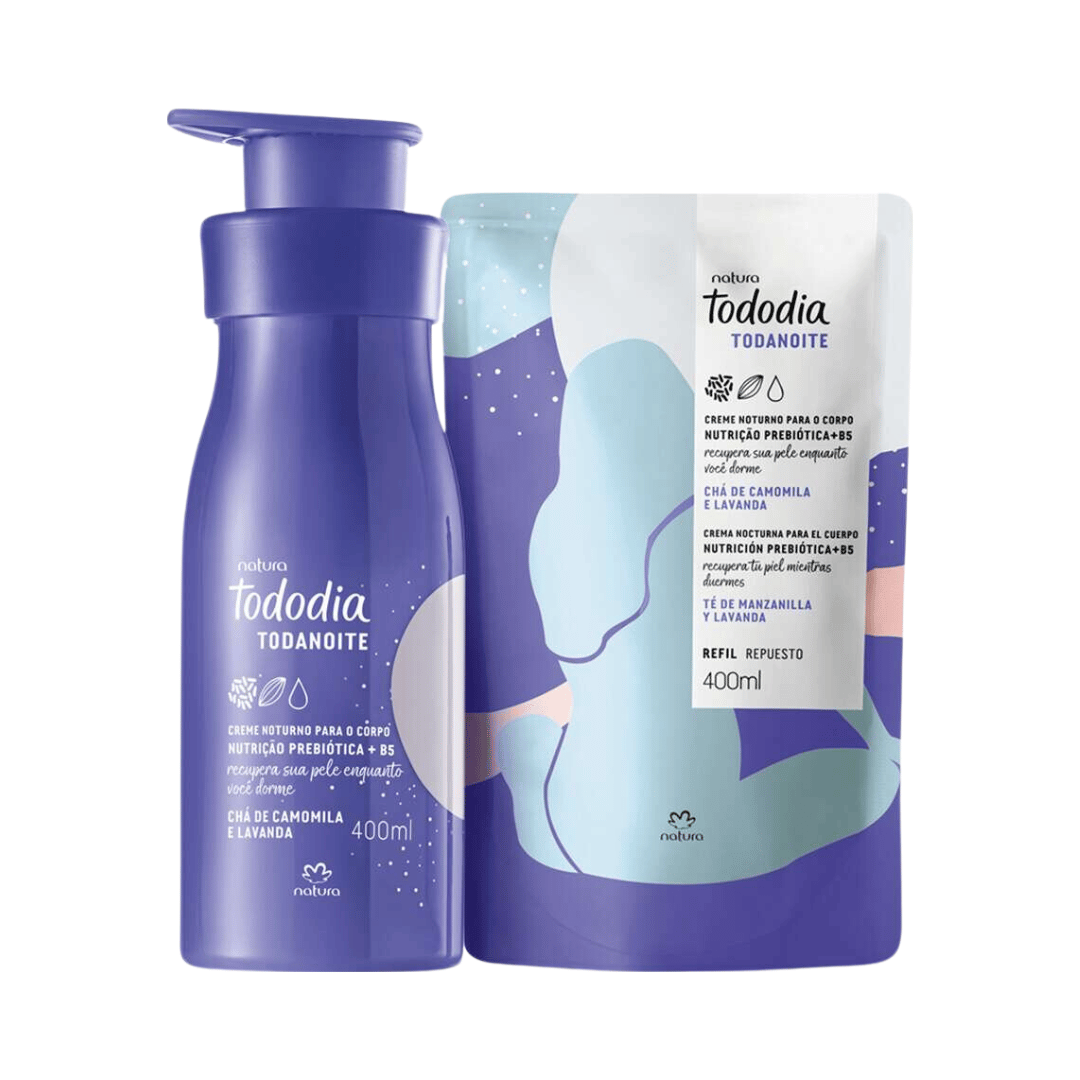 Conjunto Toda Noite Chá de Camomila e Lavanda - Creme noturno para o corpo 400 ml + Refil Creme noturno para o corpo 400 ml