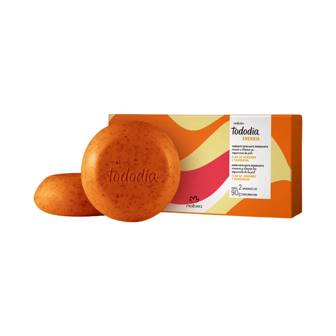 Sabonete em Barra Esfoliante Energizante Todo Dia Flor de Gengibre e Tangerina (Caixa com 2 unidades de 90g cada)