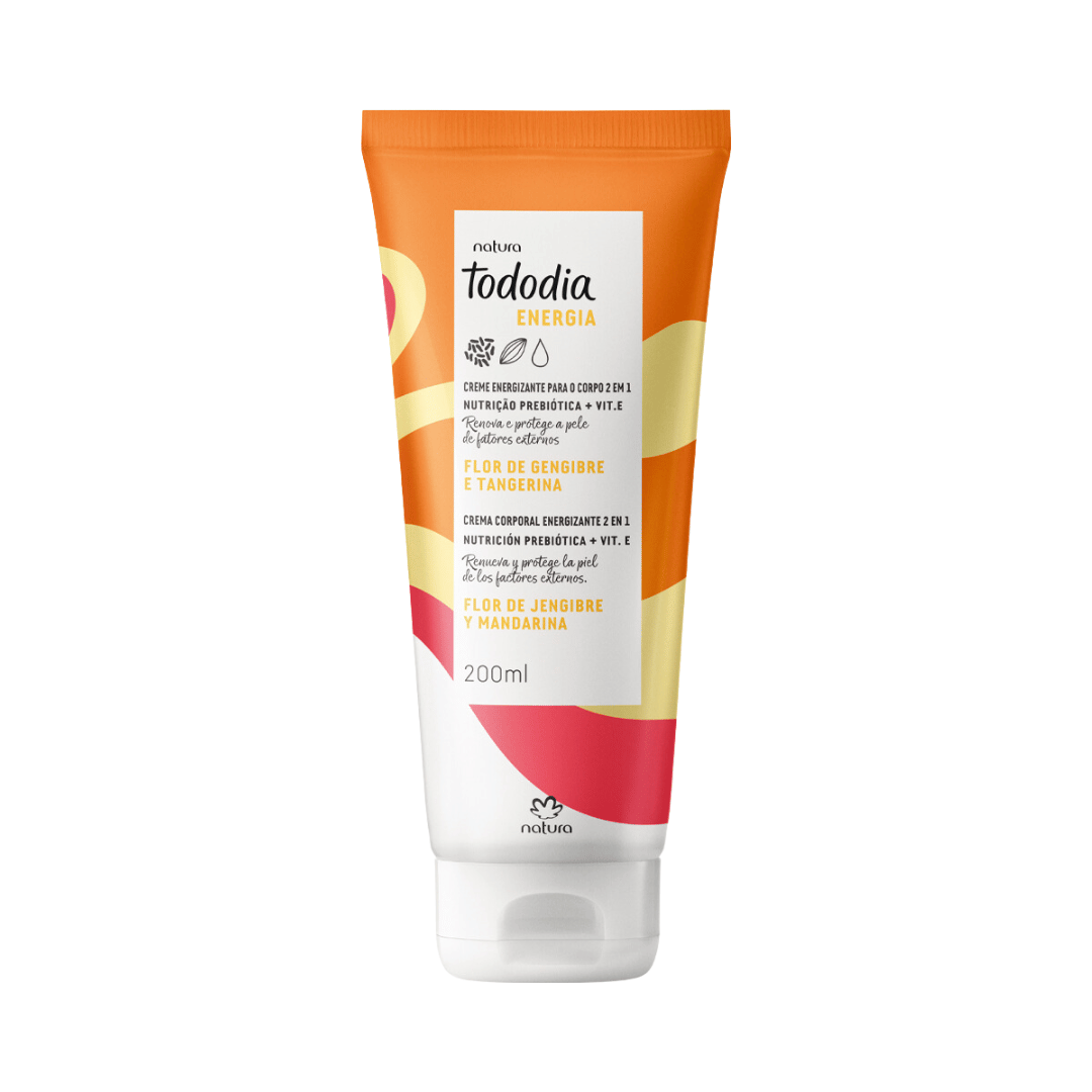 Creme Desodorante Nutritivo Energizante para o Corpo 2 em 1 Todo Dia Flor de Gengibre e Tangerina 200ml