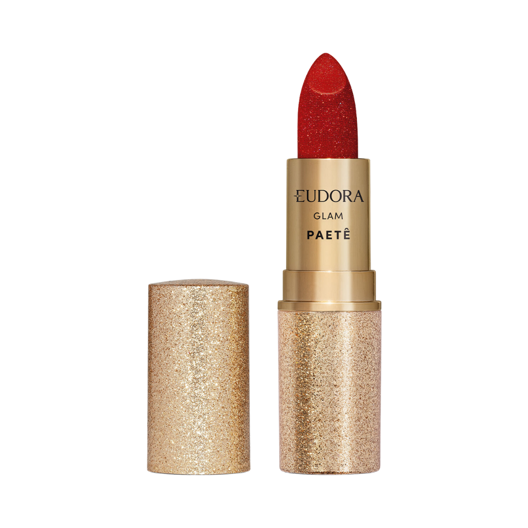 Batom Cremoso Glam Paetê - Vermelho