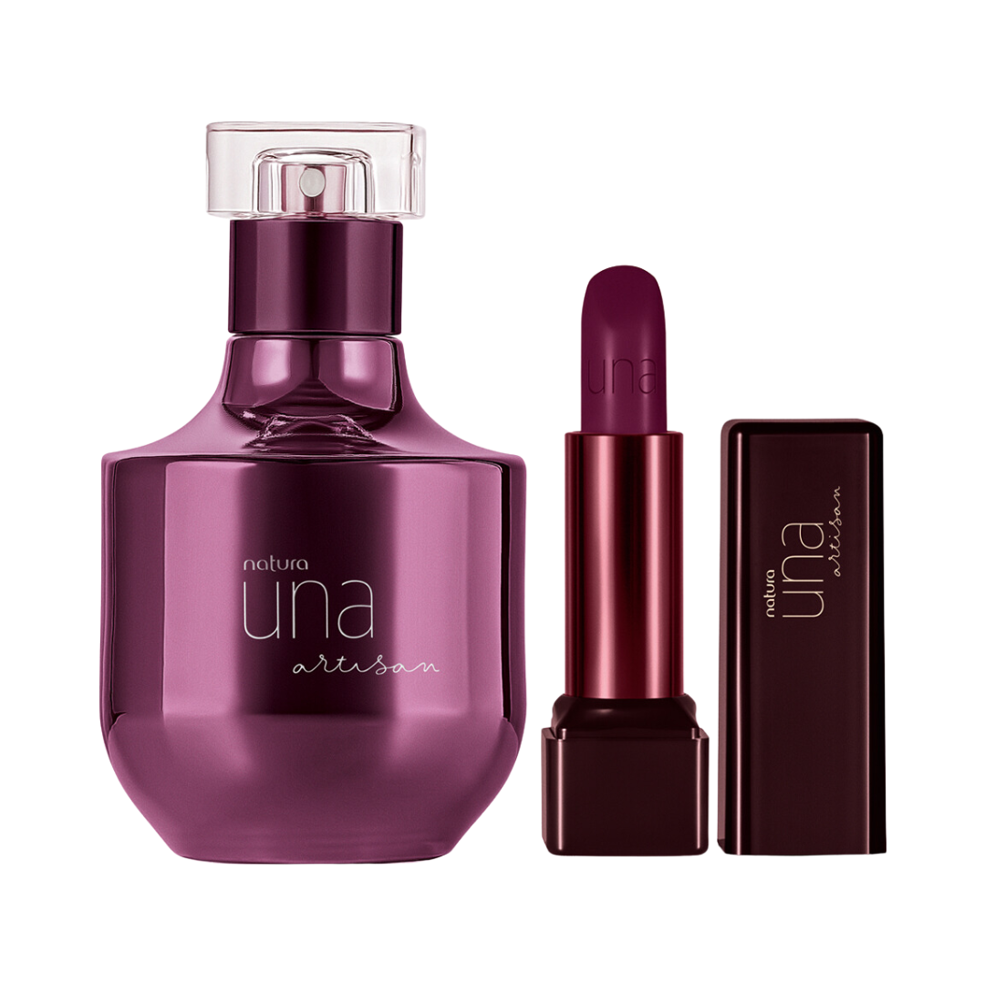 Kit Una Artisan Deo Parfum e Batom Roxo 8-C
