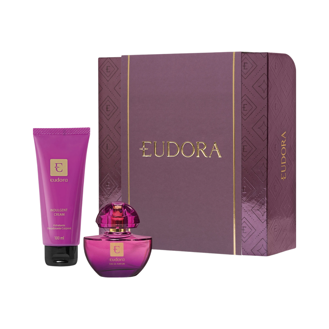 Kit Presente Dia das Mães Roxo Miniatura: Eau de Parfum + Loção Desodorante Hidratante Corporal