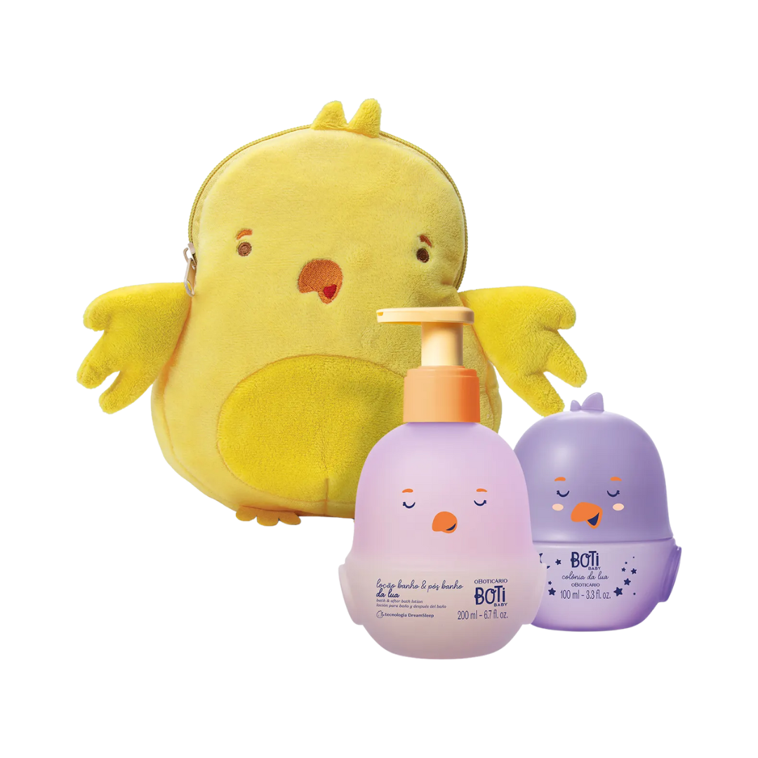 Combo Boti Baby Lua: Colônia Para Bebê 100ml + Loção Corporal Banho e Pós-Banho 200ml + Nécessaire
