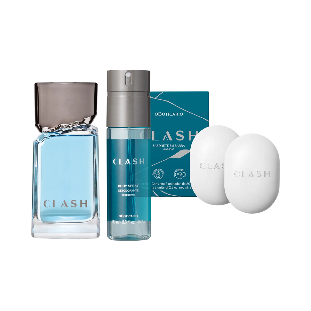 Combo Clash: Desodorante Colônia + Sabonete em Barra + Body Spray