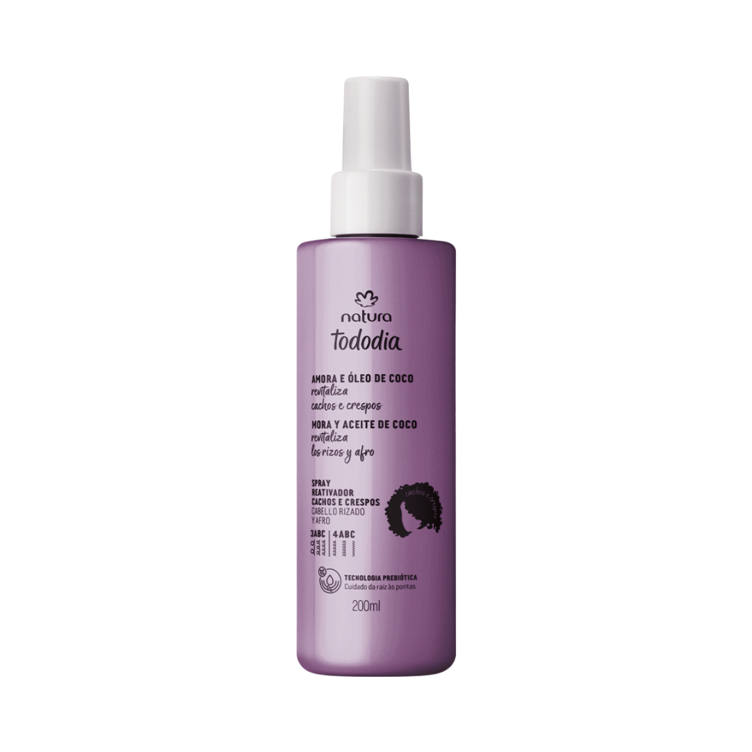 Spray Reativador Cachos e Crespos Todo Dia Amora e Óleo de Coco 200ml