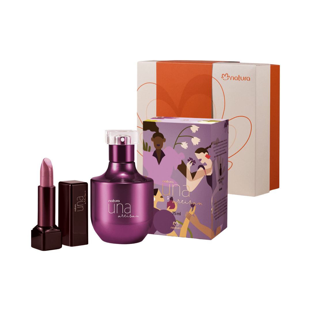 Presente Natura Una Artisan Edição Especial Perfume e Batom Rosa 2-C