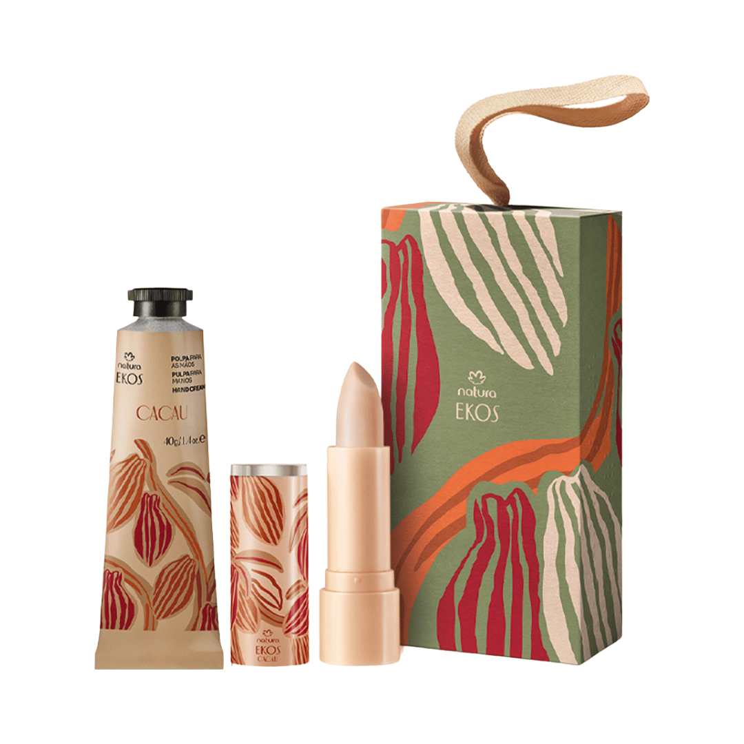 Presente Natura Ekos Cacau Kit Hidratante para Mãos e Lábios