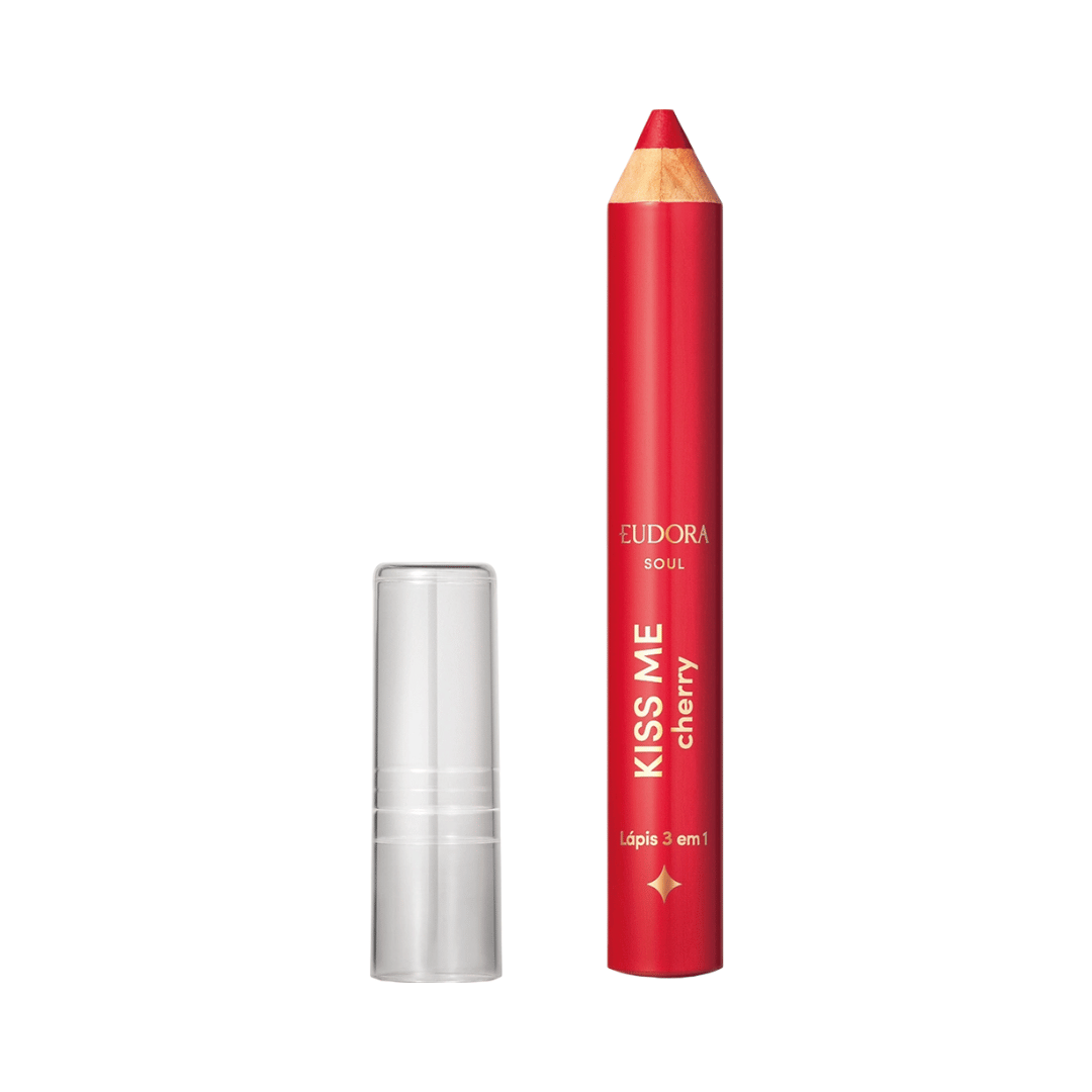 Lápis Multifuncional Vermelho Kiss Me Cherry 3 em 1