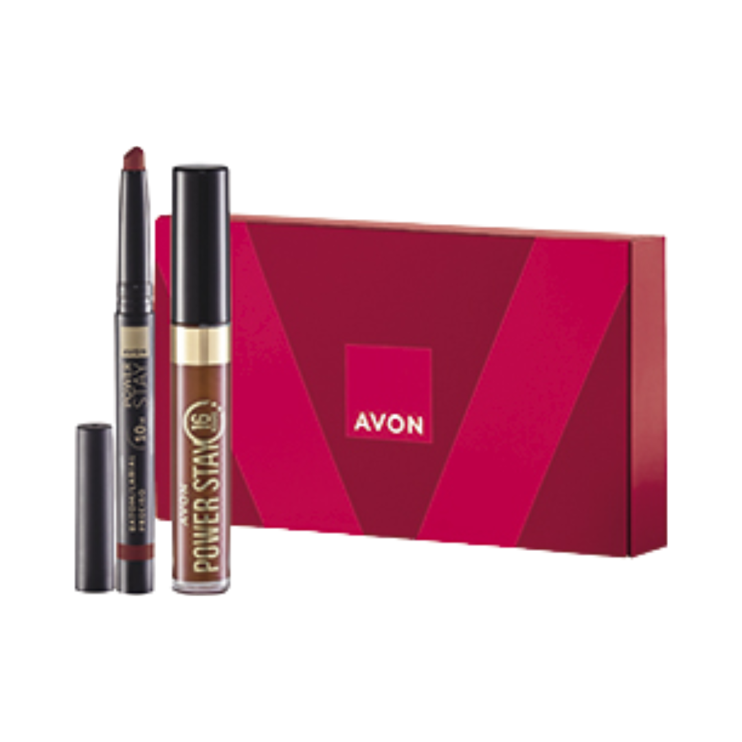 Presente Avon Batom Power Stay Duo Precisão Nude Coral + Nude Imponente