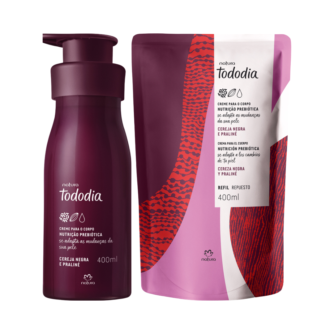 Kit Todo Dia Cereja Negra e Praliné - Creme Desodorante Nutritivo Para o Corpo 400ml + Refil Creme Desodorante Nutritivo Para o Corpo 400ml