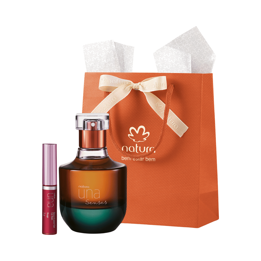 Presente Natura Una Senses e Batom Líquido Lipstain Rouge