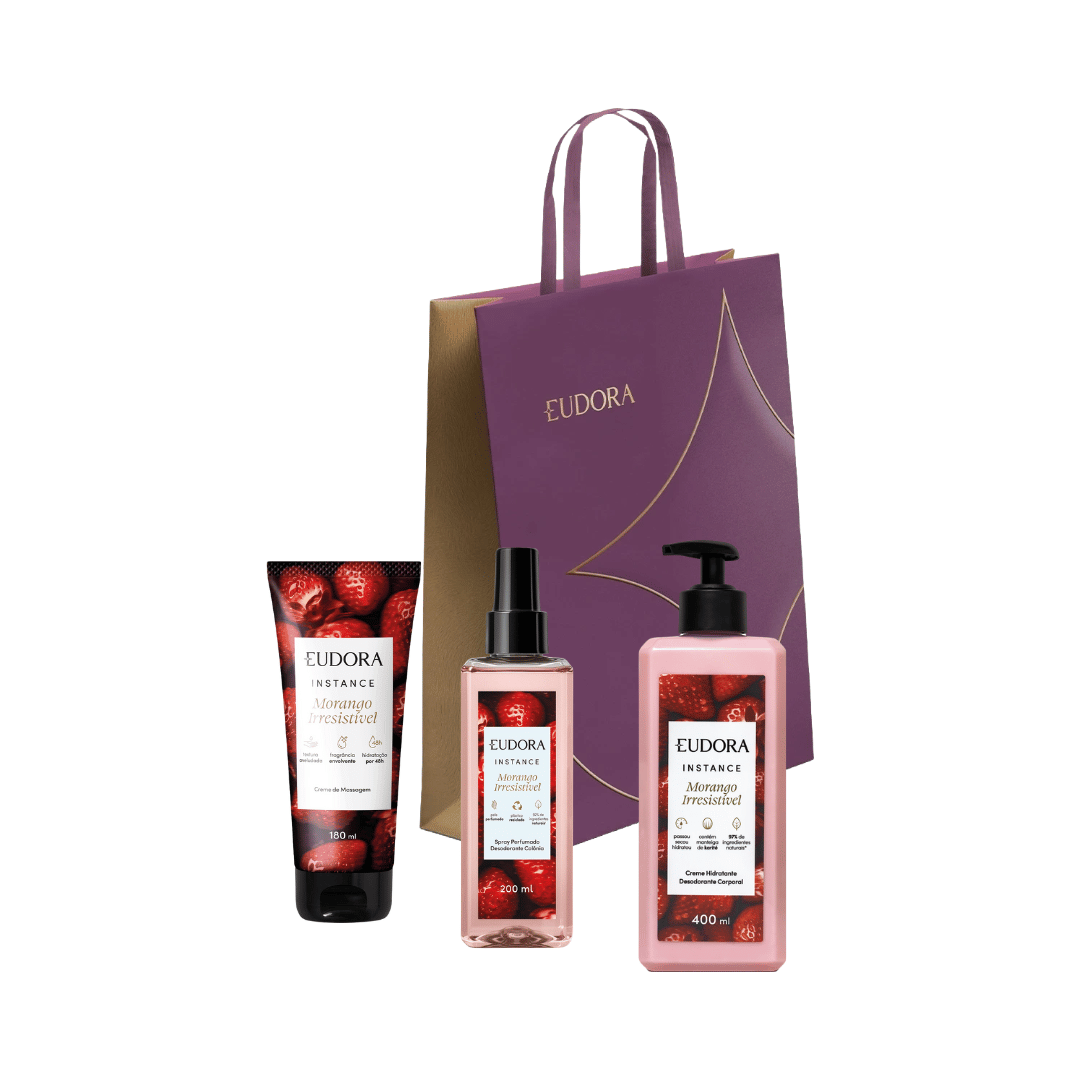 Presente Instance Morango Irresistivel Colonia Spr + Creme Corporal 180ml + Creme Corporal 400ml
