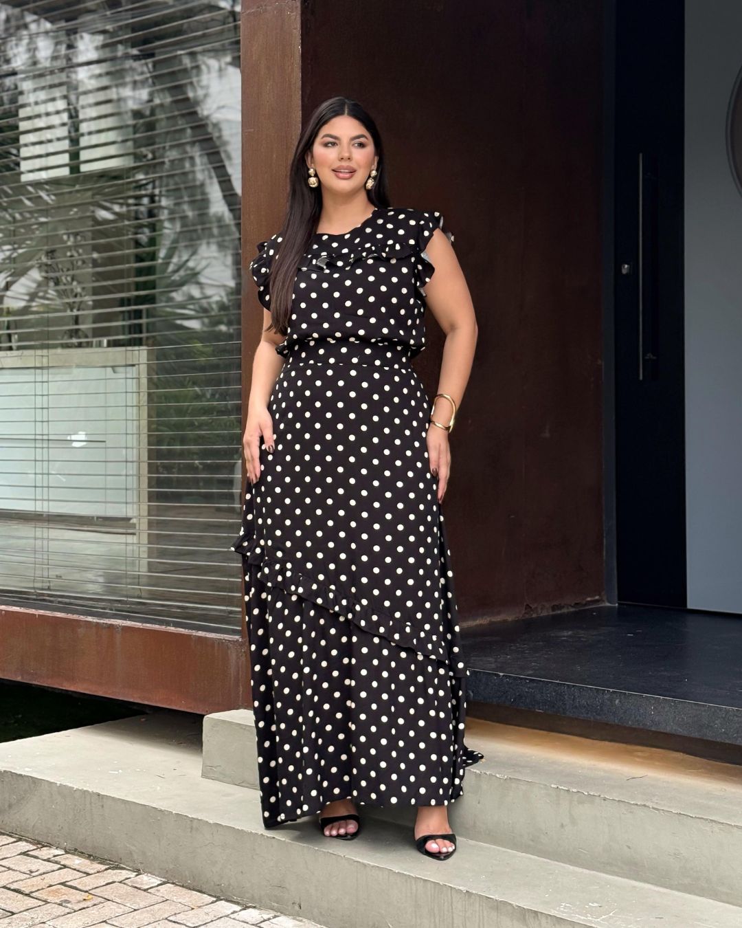 Conjunto de Saia Longa Poá GG