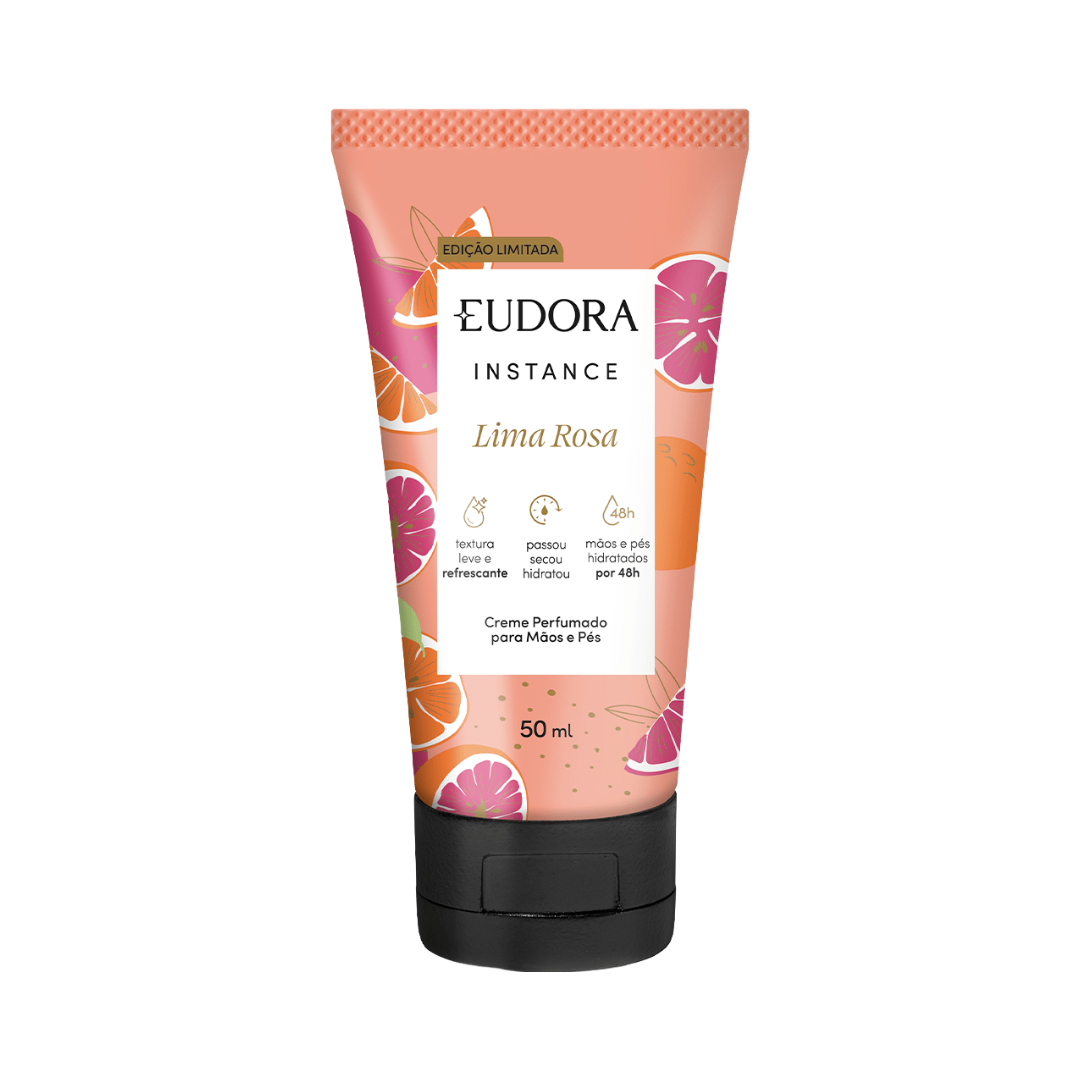 Creme Perfumado Para Mãos e Pés Instance Lima Rosa 50ml